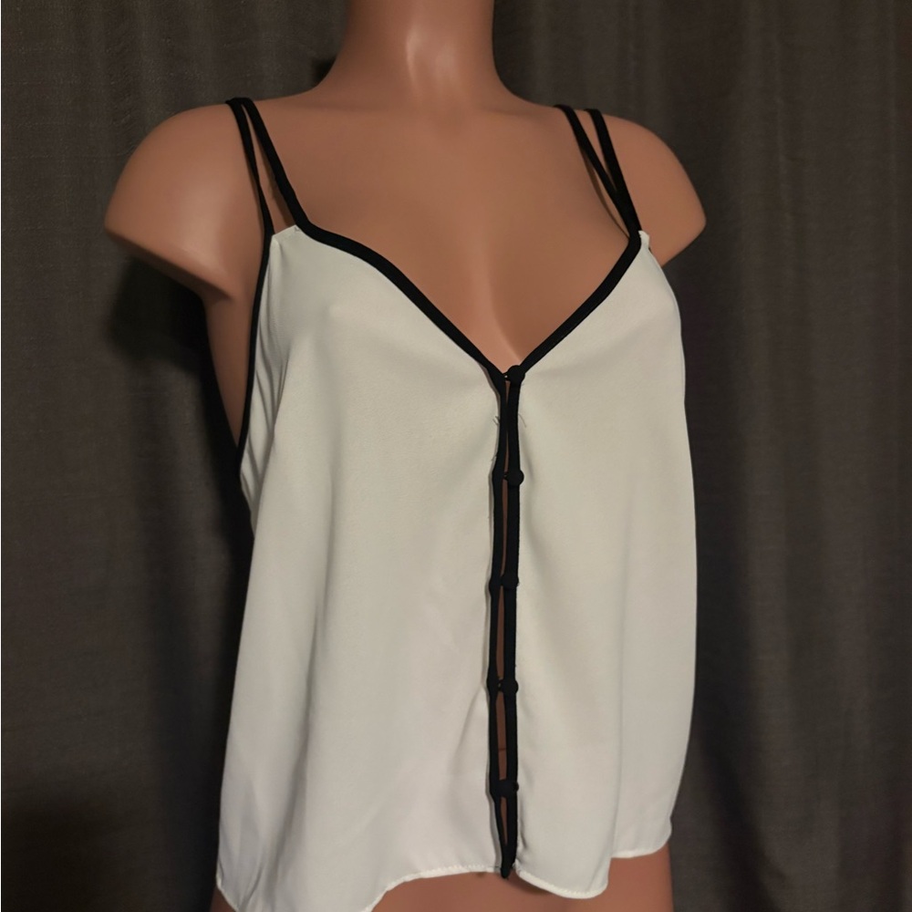 Zara White Camisole with Black Trim and Double Straps